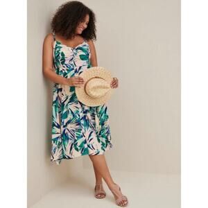 NWT Torrid Pink/Green Tropical Print Sun Dress Button Up Women's Plus Size 6X